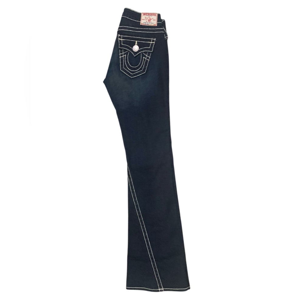 True Religion Women’s Joey Big T Twisted Flare Dark Denim Jeans - Size 25 NWOT - Picture 6 of 12